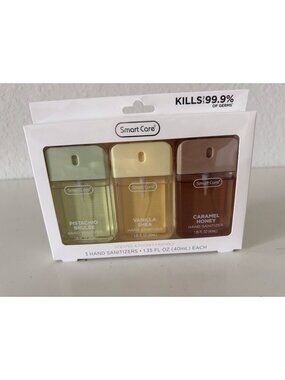 3 Pk 1.35 Fl Oz Smart Care Scented Hand Sanitizer Spray Pistachio Vanilla Carame